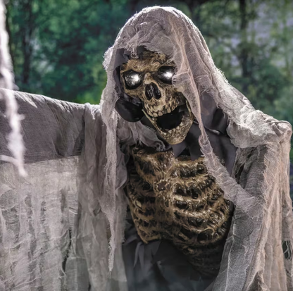 6.7 Ft Skeleton Stirring Cauldron Animated Halloween Prop