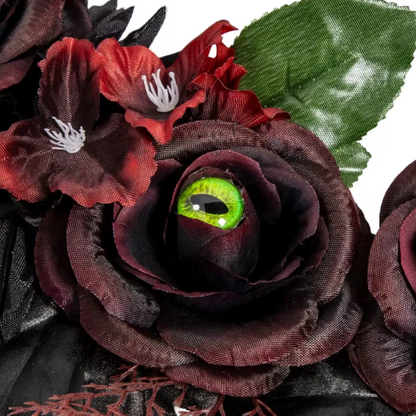 21" Dark Floral Wreath with Eyes Halloween Decoration