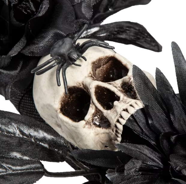 Halloween 2026 - 25" Dark Floral Wreath with Skulls, Spiders & Butterflies