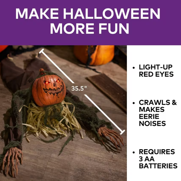Halloween 2026 - 35" Crawling Pumpkin Head Man Animated