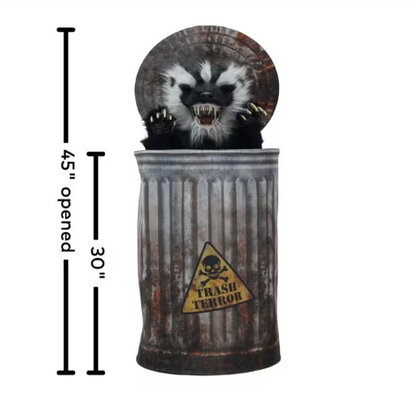 45" Animated Pop-Up Trash Can Badger Halloween prop