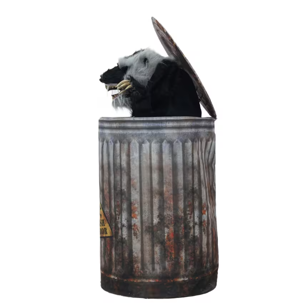 45" Animated Pop-Up Trash Can Badger Halloween prop