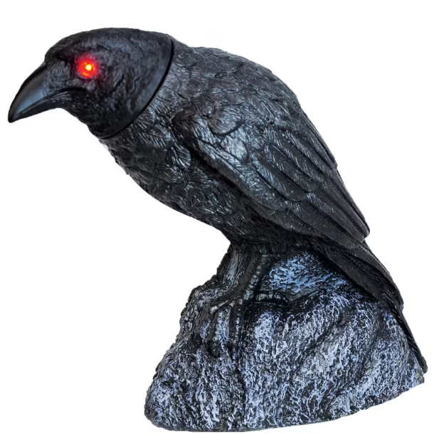 13" Head Turning Animated Raven Halloween prop decoration