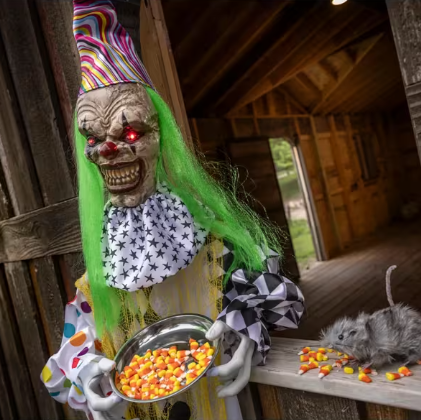 5 Ft 6 in Hanging Killer Clown Animated Halloween Prop