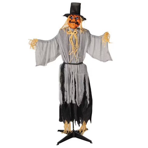 Head Turning Animated Pumpkin Scarecrow