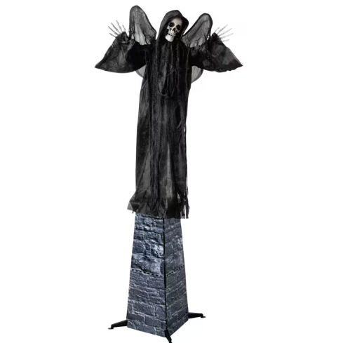 74" Skeleton Reaper with Wings Tombstone animated Halloween prop