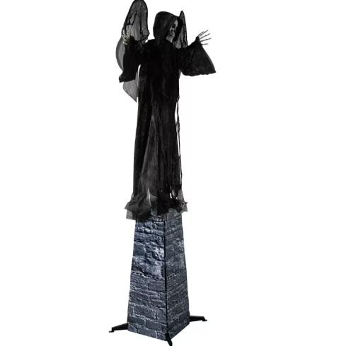 74" Skeleton Reaper with Wings Tombstone animated Halloween prop