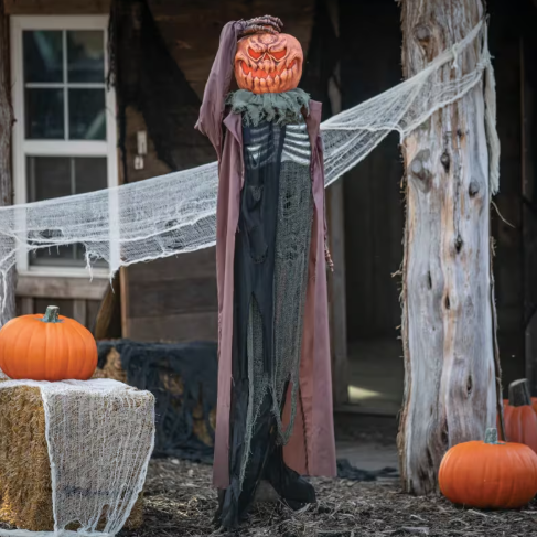 6 Ft Standing Animated Evil Pumpkin Man Halloween decoration