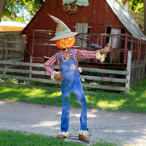 6 Ft Whimsical Pumpkin Scarecrow Animated