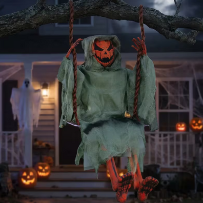 3 Ft Pumpkin Jack on a Swing halloween decoration