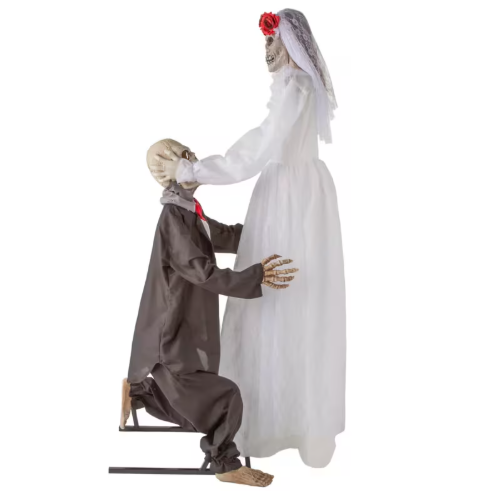 5 Ft 10 in Animated Bride Groom Skeleton halloween prop