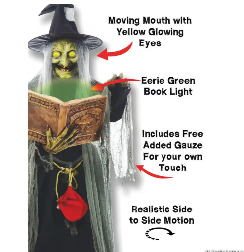 5.7 Ft Spell Speaking Witch Animated Halloween Prop