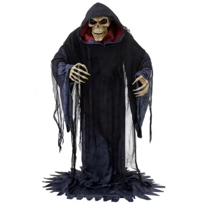 6 Ft. 9" Animated Rising Skeleton Reaper in Hooded Cloak giant Halloween prop decoration