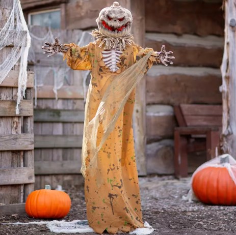 66 inch pop up pumpkin scarecrow animated Halloween prop