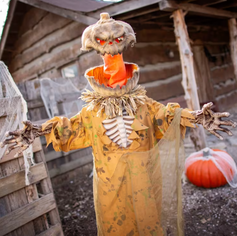 66 inch pop up pumpkin scarecrow animated Halloween prop