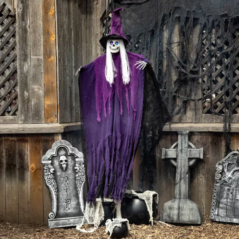 6 Ft Talking Skeleton Witch animated haloween prop
