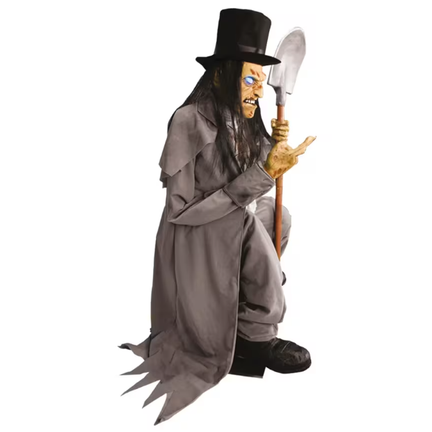 Crouching Grave Digger Bone Collector Animated Halloween Prop