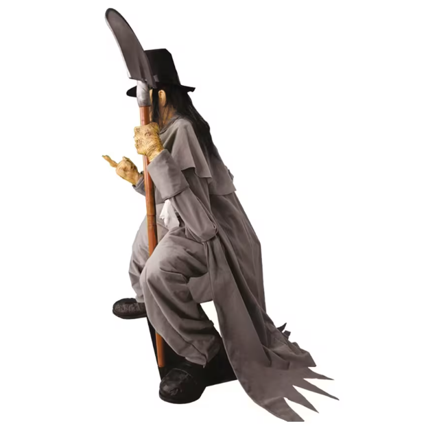 Crouching Grave Digger Bone Collector Animated Halloween Prop