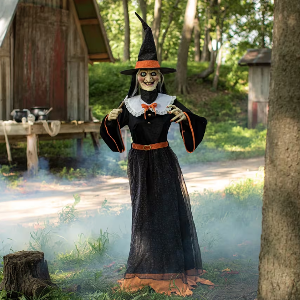 7 Ft Whimsical Witch Animated Halloween Prop
