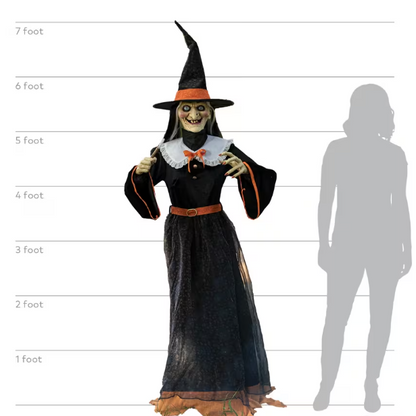 7 Ft Whimsical Witch Animated Halloween Prop