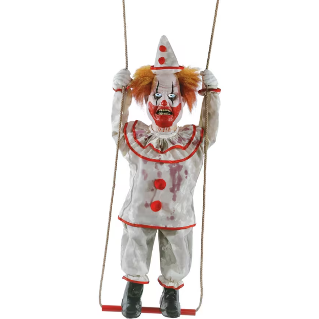 Happy Swinging Evil Clown Animated Prop