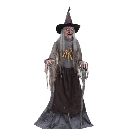 6 Ft Witch Crone - Animated Servo Motor halloween prop animatronic