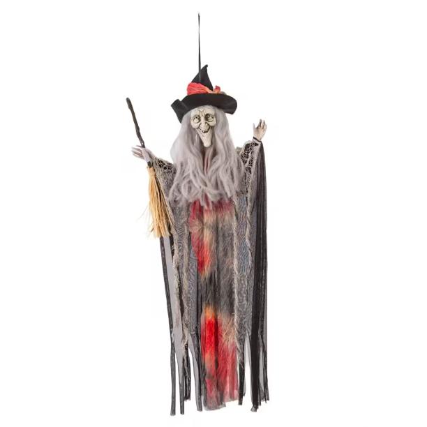 27" Hanging Witch with Broom Halloween decoration