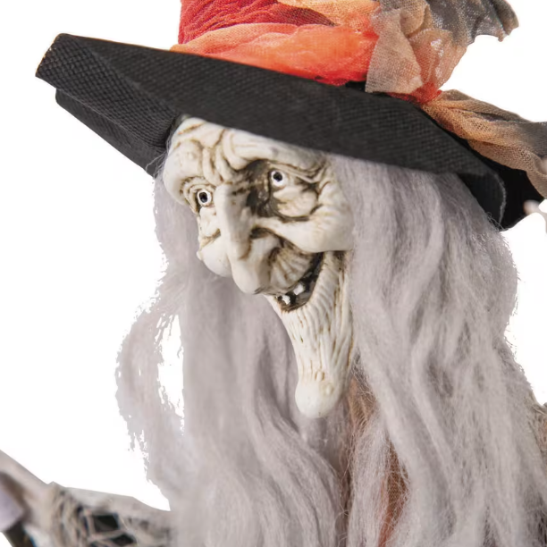 27" Hanging Witch with Broom Halloween decoration