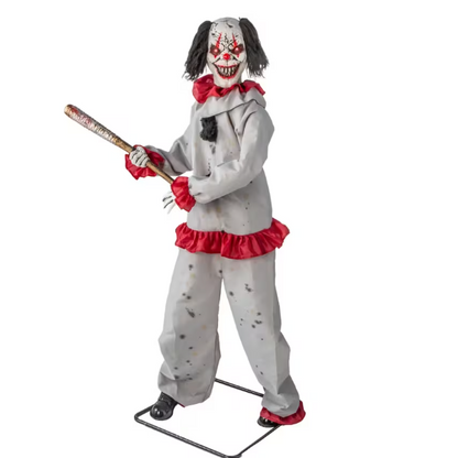 5.8 Ft Evil Animated Clown with Bat