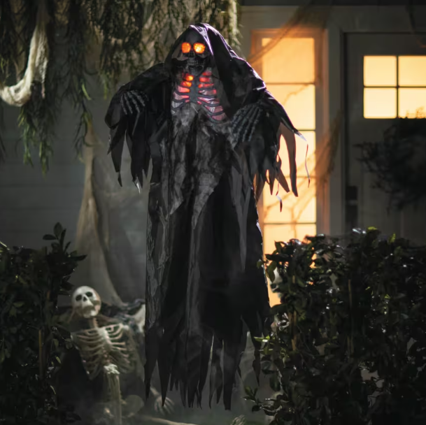 5.4 Ft Animated Black &amp; Gray Skeleton Reaper
