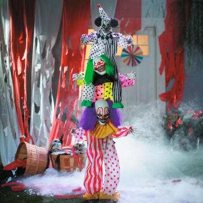 5 Ft 10" Scary Animated Stacked Clowns Halloween prop