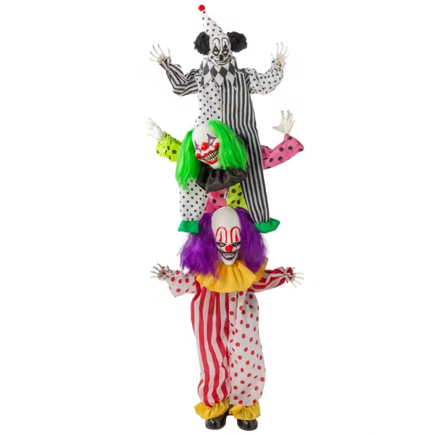 5 Ft 10" Scary Animated Stacked Clowns Halloween prop
