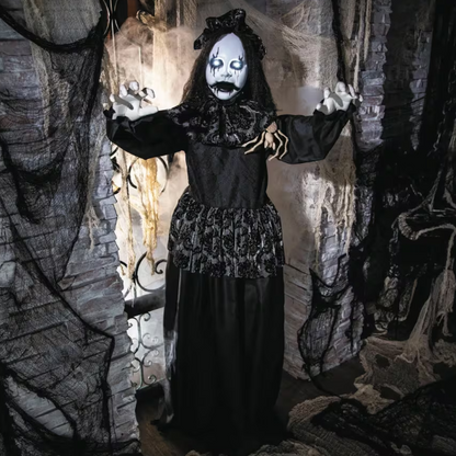5.2 Ft Gothic Bride &amp; Spider - Animated Halloween prop