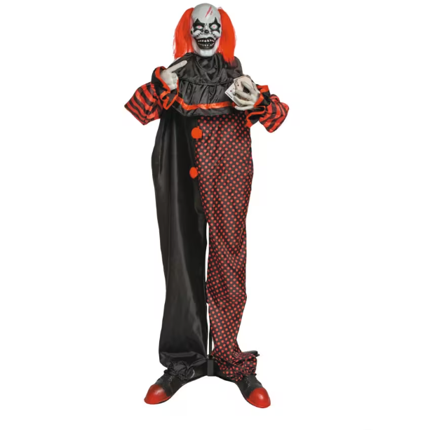 6 Ft Evil Clown Animated Double Head Pop Up halloween prop