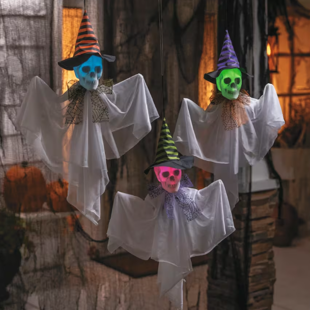 Trio of Skulls Color Changing Hanging Decoration