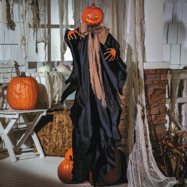 47" Rustic Pumpkin Scarecrow - Animated