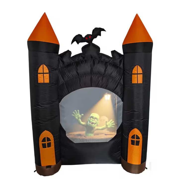 Halloween 2026 outdoor 7 Ft Haunted Castle Animated Projection Inflatable