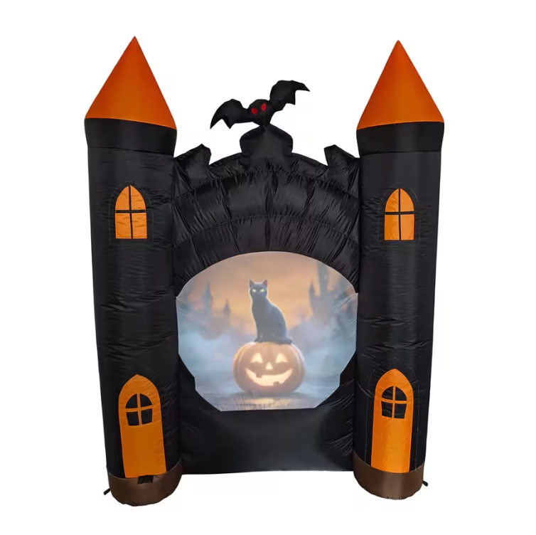Halloween 2026 outdoor 7 Ft Haunted Castle Animated Projection Inflatable