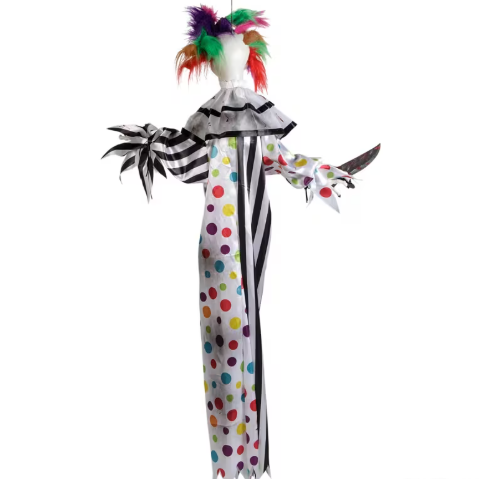 4 Ft Hanging Killer Clown with Knife Animated halloween