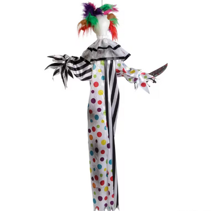 4 Ft Hanging Killer Clown with Knife Animated halloween