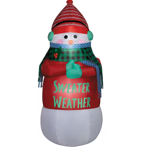 6 Ft Animated Shivering Sweater Weather Snowman Inflatable