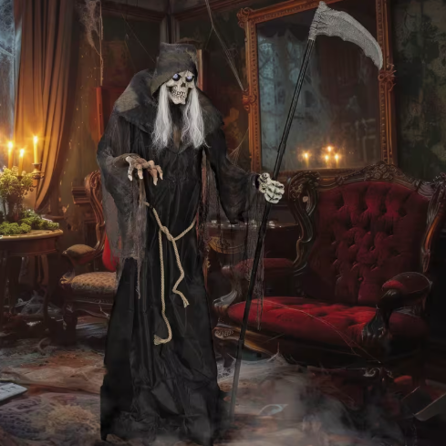6 Ft Lunging Reaper with Digital Eyes Animated Prop