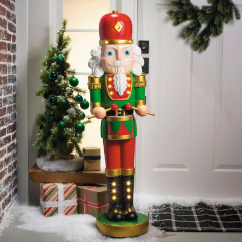 4 Ft Lighted Nutcracker Soldier with Drum Christmas Decoration