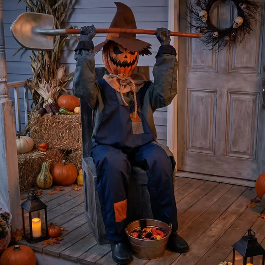 44" Animated Jack Sitting Greeter with Shovel & Chair