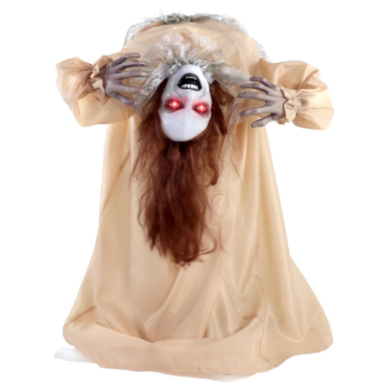 4' Possessed Bent Back Haunted Girl Halloween animated prop