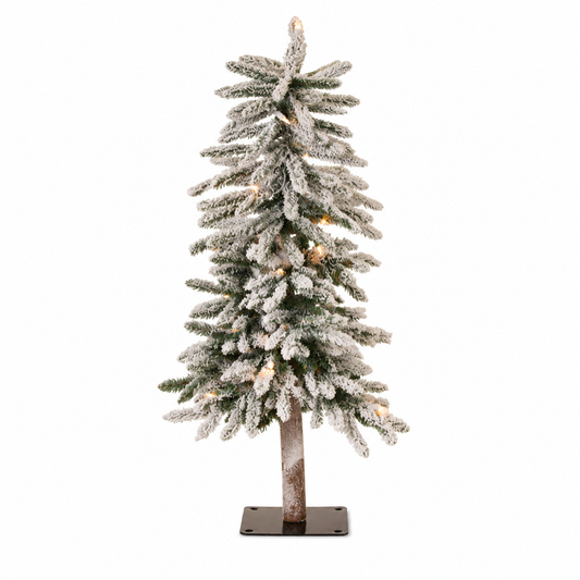 LED Flocked Alpine Pencil Tree with Metal Base 3 Ft tall— Melrose International product photo