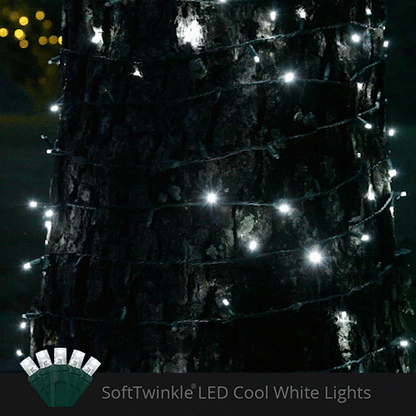 Animated demonstration of Cool White SoftTwinkle LED Christmas lights gently pulsing