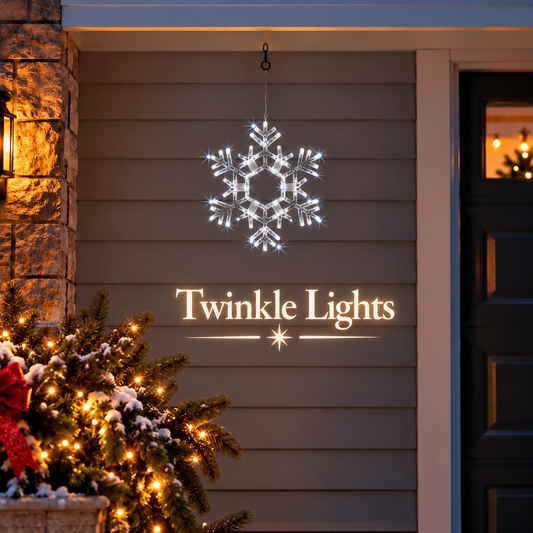 Kringle Traditions 20 inch folding snowflake outdoor Christmas decoration with 70 cool white twinkle LED lights