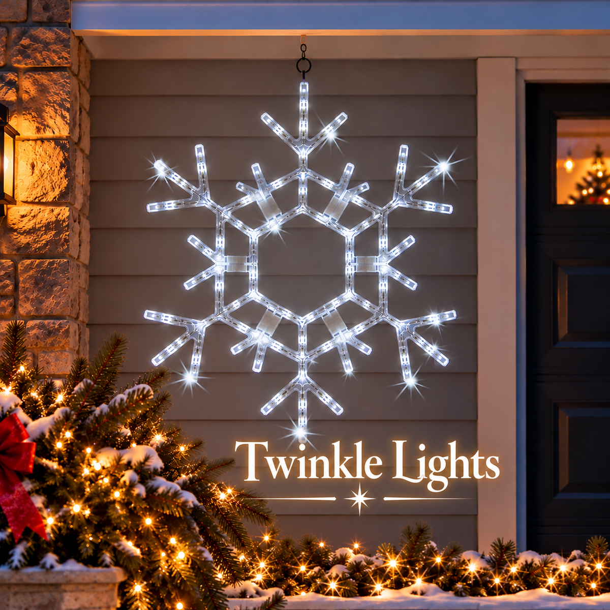 Giant 3 ft (36-inch) cool white LED folding Christmas snowflake with 105 twinkle lights