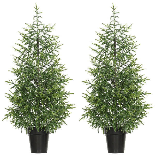 4 Ft Artificial Norfolk Pine Christmas Trees, Set of 2 – Unlit – product image